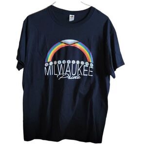Fruit of the Loom Milwaukee Pride Men's Black T-Shirt Size Large